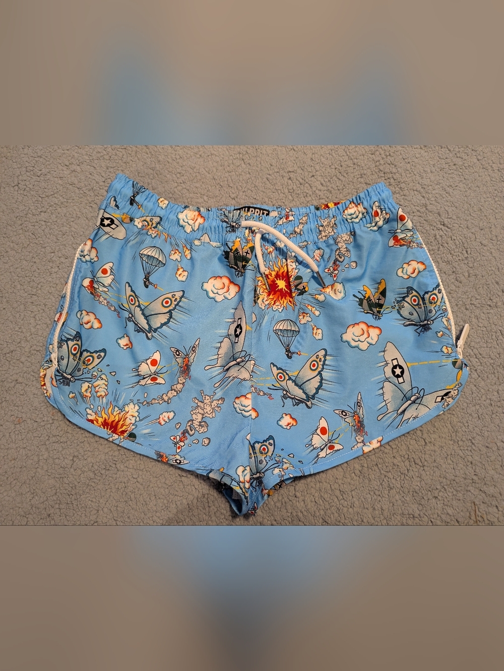 Culprit Women's Swim Trunks Shorts WW2 Era, Zip Sides, Butterfly Design Sz.M